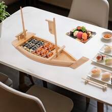 kangten 28/31.5 Inch Sushi Plate, Large Size Sushi Tray Serving Boat Plate For Business Or Personal Parties, Buffets, Holiday Events. (28 Inch) A Nice Gift Elegant Bamboo Sushi Boat Serving Tray With Dry Ice Smoke Effect, 13x7.9in, Reusable & Easy To Clean, Perfect For Restaurants & Home Use - 27,6" x 9,4" x 6,8" - Xem 3