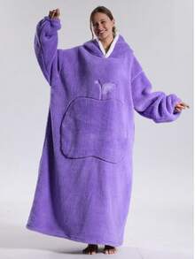 Adult Thickened Wool Hooded Blanket Sweatshirt - Autumn/Winter Thick Style, Large Pocket, Loose & Comfortable, Warm For Winter, Flannel Warm Design, Essential Warm Item For Autumn/Winter, Warm Winter Home Decor, Soft Touch - Multicolor - View 6