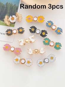 3 piezas Cinturón de cintura con botones de margarita, cinturón de cintura metálico sin coser ni perforar, accesorios de cinturón de cintura con forma de conejo adecuados para varios pantalones - Unitalla - Ver 7