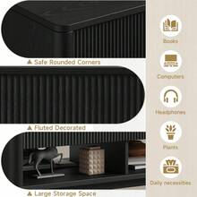 Black Lift Top Coffee Table, 47.2" Mid Century Modern Fluted Coffee Table With Storage, Rising Pull Up Wood Modern Center For Living Room, Office - 黑色 - 查看 3