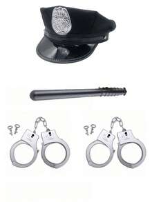 Hat Set, Costume Props For Role Play, Includes Eagle Cap, Glasses, Handcuffs, Baton, Cosplay, Party