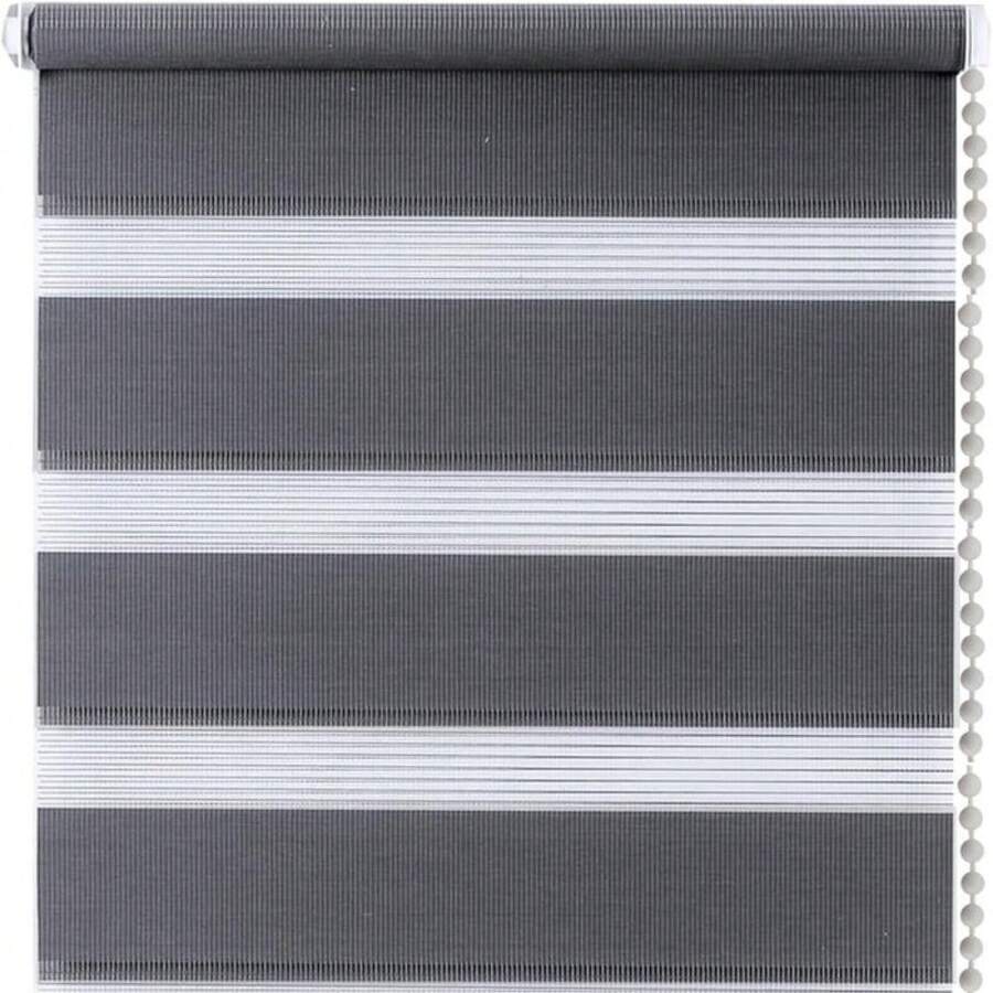 Zebra Dual Roller Shades Light Control Easy Fix Window Blinds Living Room Bedroom - Grey - View 1
