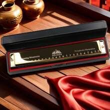 SELINER-24孔半音阶口琴，适合初学者、学生和专业人士，C调，节日礼物 - 金色 - 查看 3