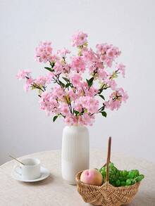 1pc/3pcs/6pcs 27.6'' Artificial Cherry Blossom Branches Pink Faux Cherry Flowers Peach Branches Silk Tall Stems For Home Living Room Dining Table Decoration, Wedding Party DIY, Courtyard Sakura Branch Stem, Valentine Day, Gift Gifts Birthday Graduation - Pink - View 4