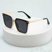 1pc Unisex Retro Square Large Frame Minimalist Fashion Glasses, Suitable For Travel, Casual, Party, Beach, Daily Wear - Multicolor - View 7