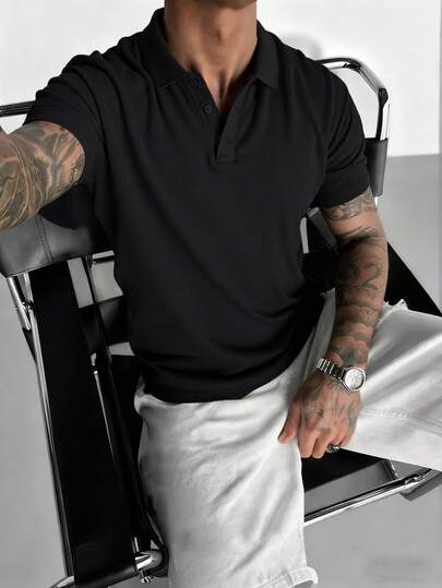 男士基础款纯色撞色领 Polo 衫，适合夏季叠穿或单穿