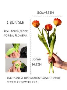 3支逼真郁金香，高品质，沙特阿拉伯热门产品，适用于酒店、办公室、家居装饰、婚礼花束、餐桌装饰、情人节、生日礼物、毕业典礼、返校季、房间装饰、学习用品等。