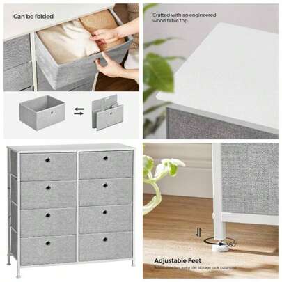 Storage Dresser With 8 Easy Pull Fabric Drawers Closets, Dorm, Entryway, ULTS24W