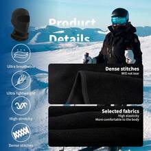 2pcs Unisex Warm Ski Face Mask, Winter Face Mask Suitable For Skiing, Snowboarding And Motorcycling, With Breathable Mesh Elastic Knit Lining, Suitable For Cold Weather - Multicolor - View 3