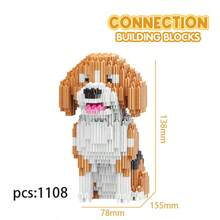 Dog Themed Building Block Ornament Toys, Suitable For Boys And Girls, Includes Breeds Such As Alaskan Malamute, Doberman, Teddy, And Beagle - Brown - View 9