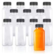 透明塑料空密封瓶，带螺旋盖，DIY果汁牛奶饮料容器，生日派对旅行实用瓶 - 黑蓋瓶 - 查看 1
