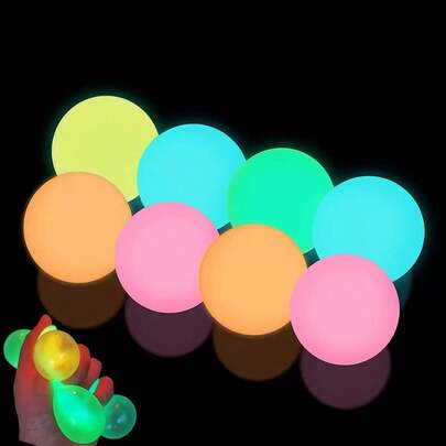 1 Set Of 1pc Luminous Suction Ball, Glowing Decor Ball, Wall Sticker Ball, Large Luminous Suction Ball, Power Ball, Fantasy Ball (Random Color), DIY Toy, Suitable For Party, Birthday, Halloween And Christmas Gifts