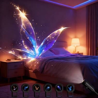 1pc Portable USB LED Projector Light, Ocean And Nature Patterns (Whales, Butterflies, Jellyfish, Starfish) – Low-Voltage Bedside Night Light, Wall/Ceiling Decorative Lighting, Non, Plastic, Birthday/Valentine'S Day Gift