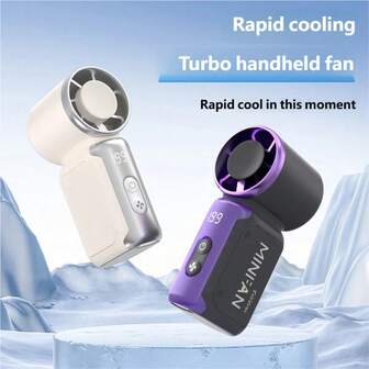 Portable Handheld Fan, Mini Pocket Fan, With Adjustable Wind Speed From 1 To 199 Gears, Featuring A Turbocharging Function, 3600mAh Rechargeable Battery, Digital Display, Suitable For Both Men And Women, Ideal For Travel/Camping/Outdoor Activities