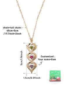 1pc Customized Personalized Multi-Name Engraved Minimalist Elongated Heart Pendant Necklace, Unique Accessory Combination, Gifts For Thanksgiving, Mother's Day, Valentine's Day, Birthday, Anniversary, Friends, Graduation, Christmas, High-End Family - Gold - View 24