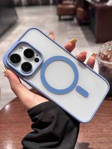 Transparent High-Grade Light Blue Framed Soft Gel Magnetic Charging Protective Case | Compatible, Shock-Proof, Ultra-Thin, Suitable For IPhone 17 Pro Max/16 Pro Max/13/15/15 Pro Max/17 Pro/14/11 Magnetic Phone Case, With Wireless Charging Function