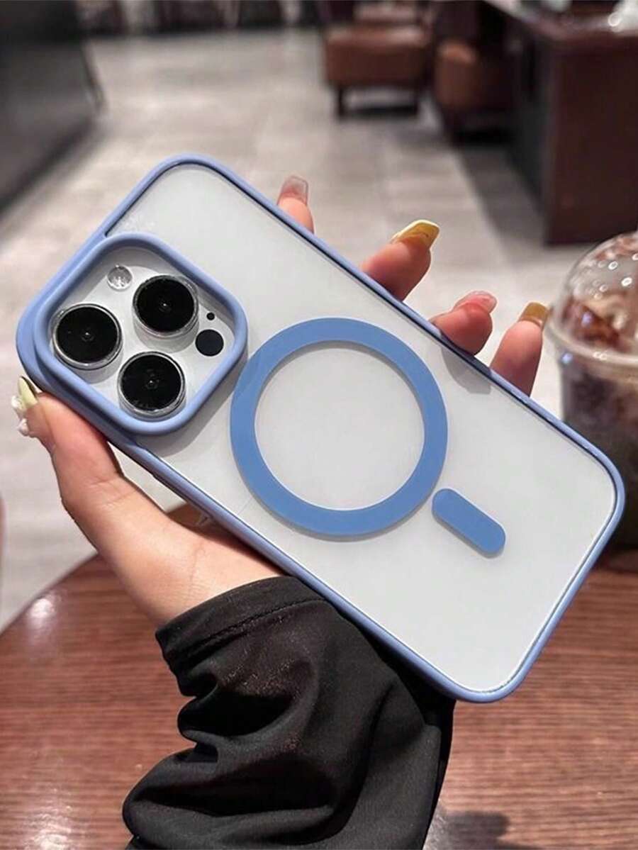 Transparent High-Grade Light Blue Framed Soft Gel Magnetic Charging Protective Case | Compatible, Shock-Proof, Ultra-Thin, Suitable For IPhone 17 Pro Max/16 Pro Max/13/15/15 Pro Max/17 Pro/14/11 Magnetic Phone Case, With Wireless Charging Function