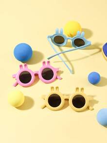 1 Set 3PCS Boy's And Girl's 3-8Y Polycarbonate Cartoon Bunny Frame Sweet Cute Versatiley Fashion Glasses, Outdoor Travel Festival Party Outfit, With Glasses Case - Multicolor - View 9