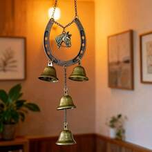 大型马蹄形风铃 - 复古重型铁艺马蹄形风铃，家居装饰，户外悬挂铃铛，适合室内、花园、婚礼、乔迁之喜等场合 - 送给爱马人士的幸运礼物