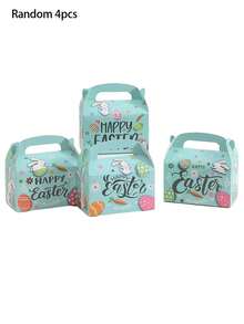 Bộ 4/8/12 hộp kẹo Phục Sinh ngẫu nhiên, hộp kẹo hình thỏ Phục Sinh, có thể đựng kẹo, bánh quy và quà tặng tiệc tùng, hộp giấy có tay cầm dễ thương, thích hợp làm quà cưới, quà sinh nhật, quà tặng ngày lễ. - Nhiều màu - Xem 12