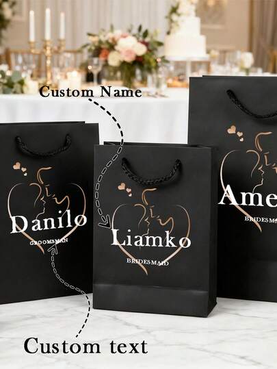 1 pieza Bolsa de regalo personalizada para padrino/dama de honor, bolsa de favor de boda negra, bolsa de regalo de boda, regalo para padrino, favor para padrino, bolsa de regalo de boda, bolsa de regalo del Día de San Valentín, bolsa de regalo del Día de la Madre, bolsa de regalo del Día del Padre