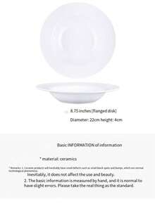 两件套陶瓷沙拉盘 - 7英寸餐盘，7英寸圆盘，适用于意面、沙拉、甜点、寿司 - 多功能厨房餐具套装，适合用餐、家庭聚会、火锅、烧烤 - 四季皆宜的餐具 - 白色 - 查看 11