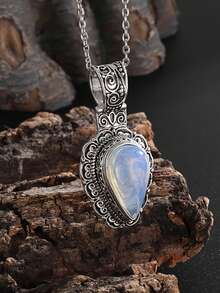 1PC New Fashion Retro Drop-Shaped Pendant Necklace, Unique Fashion Jewelry Accessories Gift For Women On Vacation - Fashion - View 2