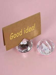 1pc/5pcs/10pcs Transparent Acrylic Name Card Slot Base Holder, Suitable For Card Slot Base, Postcard, Wedding Table Number Card, Display Stand - Clear - View 5