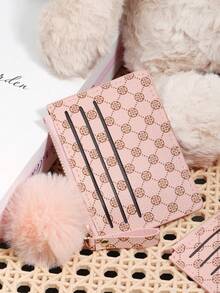 Adorned With A Delicate Pom-Pom,Pink Women's Short High-Quality Credit Card Storage Bag,Simple Casual Card Holder,High Quality Credit Card Storage Bag, Perfect For Outdoor Activities, Travel, And Returning To School - Pink - View 5