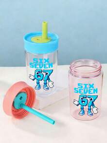 1个12盎司卡通塑料水瓶，配有67根吸管，防漏、耐热、轻便易携，适合背包、户外旅行，是送给家人朋友、女性的创意礼物，个性化趣味之选。 - 彩色 - 查看 2