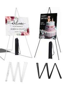 1 pieza Caballete de exhibición plegable, Caballete trípode portátil, Caballete de metal ajustable en blanco/negro, Adecuado para letreros de boda, carteles, pinturas, anuncios de ceremonias, regreso a la escuela, exhibiciones de pancartas de cumpleaños - Multicolor - Ver 1