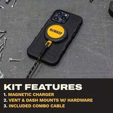 DEWALT Magnetic Phone Holder for Car Kit, Heavy Duty Wireless Charger, Vent Mount, Dash Mount, Charging Mounted Holders Cell Phone Holders for Your Car Accessories for Women Men for  17 16 15 14 - como en la foto - Ver 3