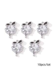 10/20pcs Mixed Cute Pearl Bow, Moon, Cross Zinc Alloy Pendant Beads For DIY Jewelry Making Necklace, Earrings - White - View 3