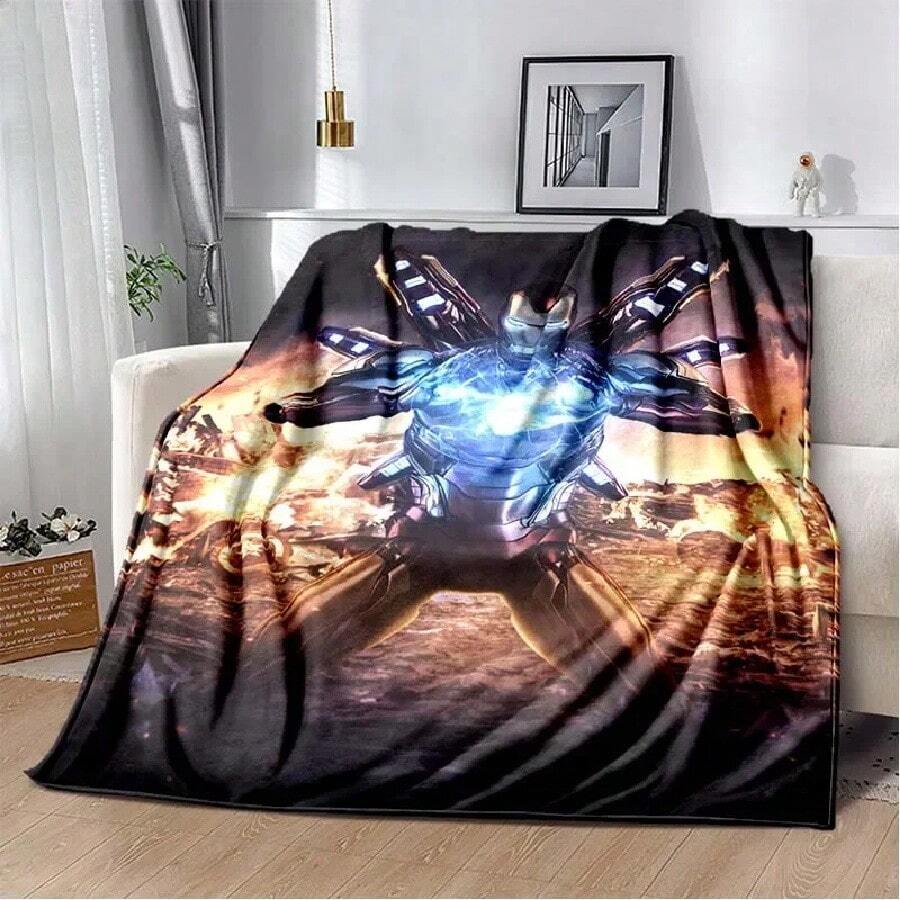 6 Size   Tony Stark Blankets 3D Printing Comfortable And Soft Picnic Blanket Gift To Family Or Friends12 - trắng - Xem 1