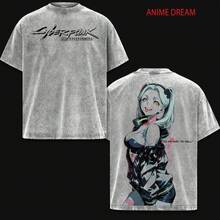 Rebecca – Cyberpunk: Edgerunners Anime Double Printed Vintage Washed Tee Unisex Oversize Anime Manga Washed Heavyweight Cotton T-Shirt - màu đen - Xem 4