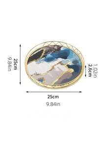 小号圆形大理石纹金色金属托盘，家居装饰收纳整理配件最佳礼物生日盘子厨房配件厨房装饰餐桌托盘水果托盘托盘装饰 - 彩色 - 查看 14