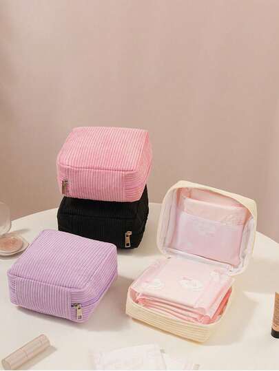 Bolsa de almacenamiento de toallas sanitarias de gran capacidad, bolsa de almacenamiento de toallas sanitarias de pana, bolsa de almacenamiento de viaje portátil, bolsa de almacenamiento de tampones femeninos, bolsa portátil de maquillaje de lápiz labial, monedero, monedero de niña, bolsa de almacenamiento de toallas sanitarias y forros, para almacenar toallas sanitarias, forros y tampones, esencial para niñas, esencial para viajes, regalo de vacaciones, regalo para niñas