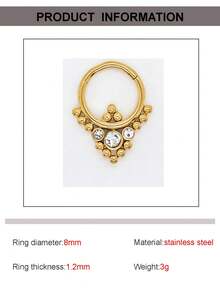 Hypoallergenic 316L Surgical Steel Nose Ring Septum Jewelry - 16G Hoop Earrings, Inlaid With CZ Zirconia, Suitable For Ear Cartilage/Helix Piercings | Unisex Body Jewelry Gift Set (Silver/18K Gold Plated), Women's Nose Rings, Nose Piercings, Septum Jewelry, Fake Piercings, Nose Studs, Imitation Piercings