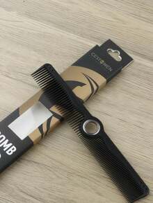 1pc Black Fine-Toothed Rotatable Hairdressing Comb, 360-Degree Swivel Salon Stylist Cutting Comb, Anti-Static High-Temperature Resistant Hair Brush, Hairstyling Gift - Black - View 3