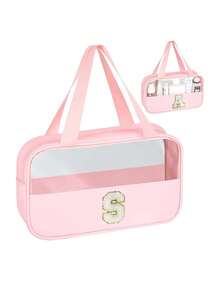 Bolsa de Toucador Transparente de PVC, Bolsa de Maquiagem com Letras, Bolsa de Toucador de Viagem à Prova d'Água, Bolsa de Armazenamento de Maquiagem à Prova d'Água com Zíper com Letras, Bolsa Organizadora de Cosméticos, Bolsa de Viagem Portátil para Cosméticos, Com Alça Prática, Para Acessórios de Toucador de Viagem, Itens Essenciais de Viagem, Itens Essenciais de Cruzeiro, Acessórios de Viagem, Armazenamento de Banheiro, Armazenamento de Joias, Armazenamento de Batom, Armazenamento de Esmalte, Presente de Páscoa, Presente para Dama de Honra, Presente para o Dia das Mães, Presentes para Mulheres - Multicolorido - Visão 14