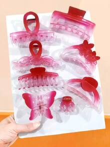 8pcs/Set Dreamy Pink Hair Claw Clips, Includes Flower, Butterfly, Minimalist Geometric Styles In Gradient And Solid Pink Tones, Soft And Attractive, Easy To Create Sweet Hairstyles - Suitable For Girls And Women, Essential For Daily Styling, All Seasons Fall Hair Accessories Autumn Hair Clips Fashion Hair Clutch Elegant Clips For Hair Winter For Vacation Outfits Woman - Multicolor - View 21