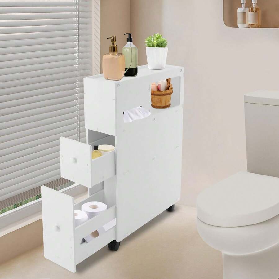 Bathroom Storage Cabinet, Narrow Floor Storage Cabinet, Storage Cabinet With Drawers,Small Bathroom Storage Cabinet For Small Spaces - Default - View 1