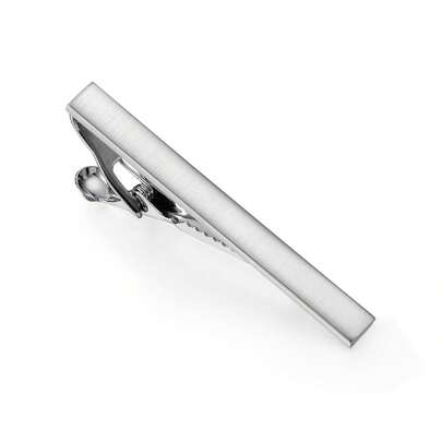 1pc Shiny Silver Tone Copper Alloy Tie Clip, Elegant For Business Occasions