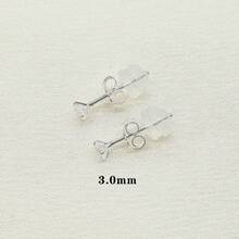 1 Pair Fashionable Cubic Zirconia Heart Shaped 925 Sterling Silver Stud Earrings, Suitable For Women's Daily Wear - Silver - View 7