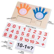 1pc Wooden Finger Math Early Learning Toy, With Number Blocks And Arithmetic Cards, Educational Math Tool For Children Aged 3+ - Multicolor - View 4