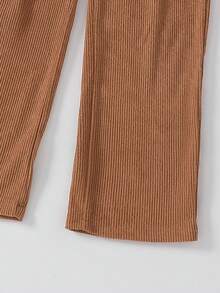 Girls' Soft & Comfortable Corduroy Straight Leg Pants, Elegant & Sweet Fashion Casual Outdoor Trousers, Spring/Autumn - Coffee Brown - View 8
