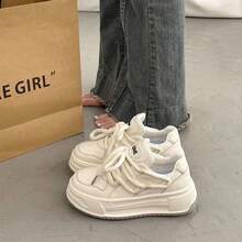 Zapatos Blancos de Suela Suave de Plataforma de Nicho 2025 Nueva Primavera Verano Suela Gruesa Versátil Zapatillas Zapatos de Papá - Blanco - Ver 2