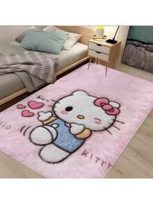 Sanrio Hello Kitty Christmas Theme Washable Non-Slip Rectangular Rug - Soft Polyester Fiber Indoor Carpet, Suitable For Bedroom, Living Room, Entryway - Cute Home Decor, Non-Slip Function, Multiple Sizes Available, Kitchen Rug - Pink - View 4