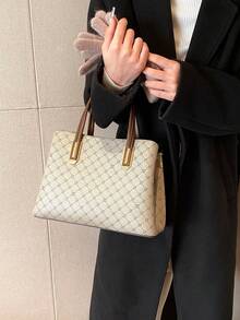 春夏时尚奢华复古印花大容量托特包，多功能单肩/斜挎/手提包。简约优雅设计，适合工作通勤、休闲、购物、旅行、情人节、母亲节等各种场合。 - 彩色 - 查看 3