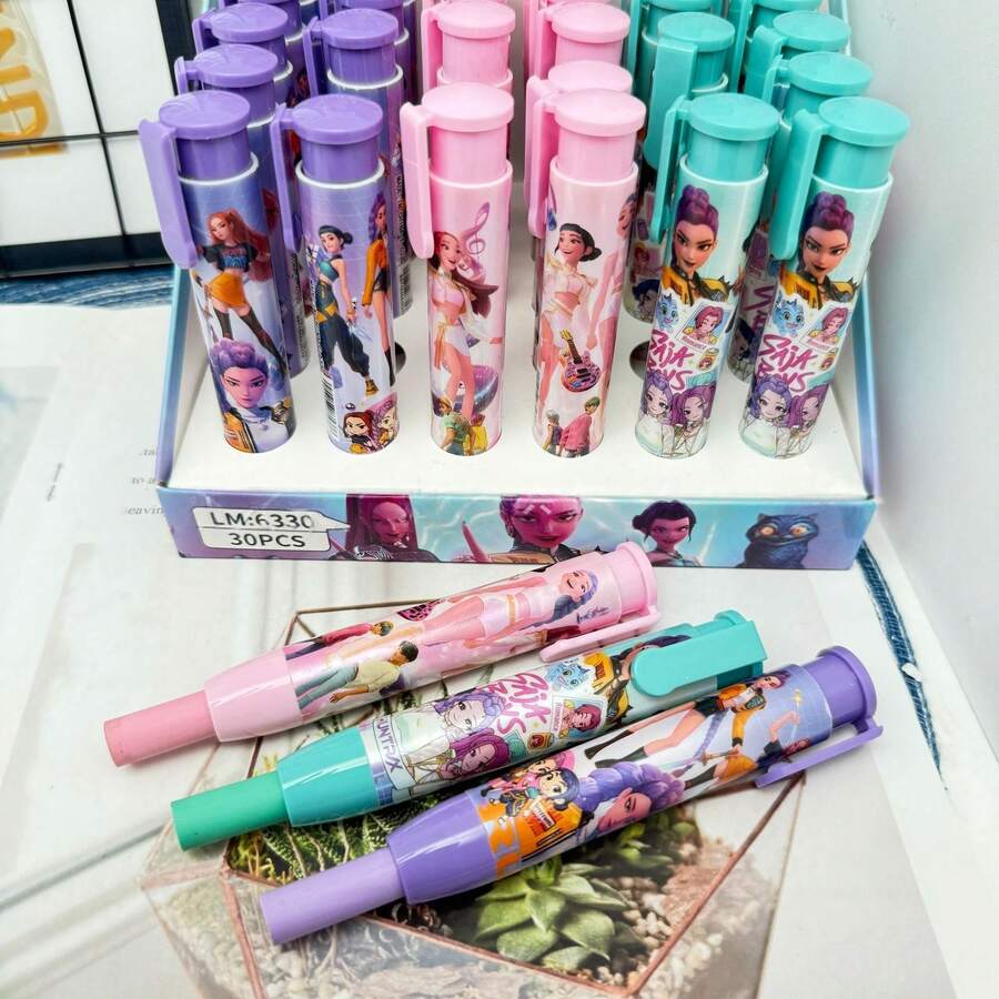 Retractable Push-Button Eraser, Student Drawing Smudge-Free Erasers - Multicolor - View 1